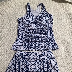Geo pattern Tankini with skirt, size L